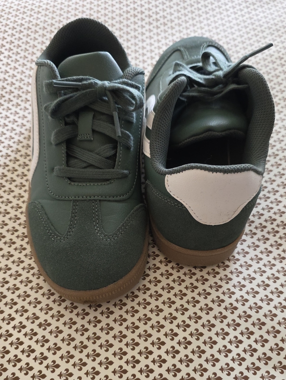 Cat & Jack Forest Green Lace-Up Kids Sneakers with White Heel Accent
